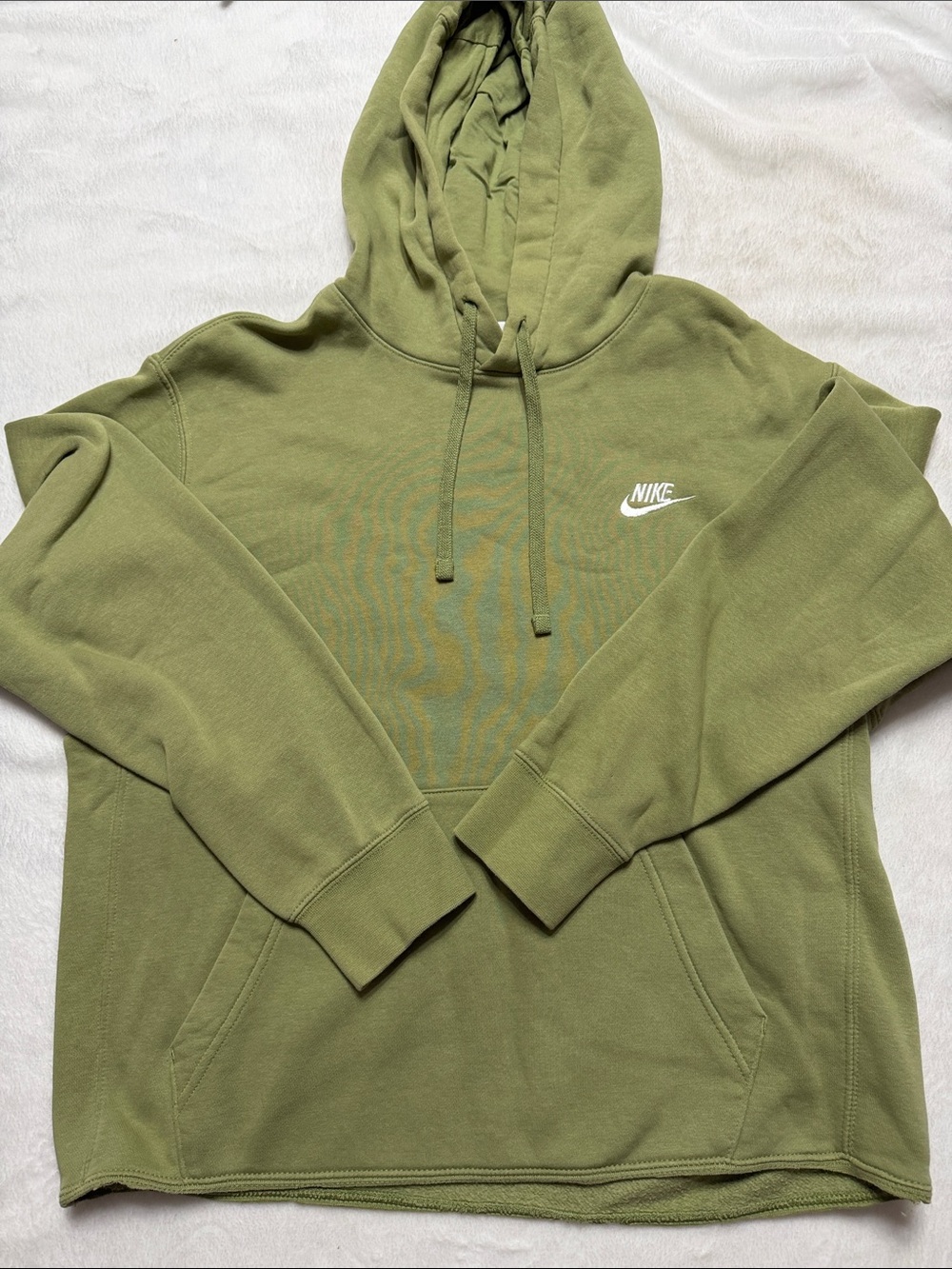 Nike Olive Crewneck Hoodie with White Swoosh